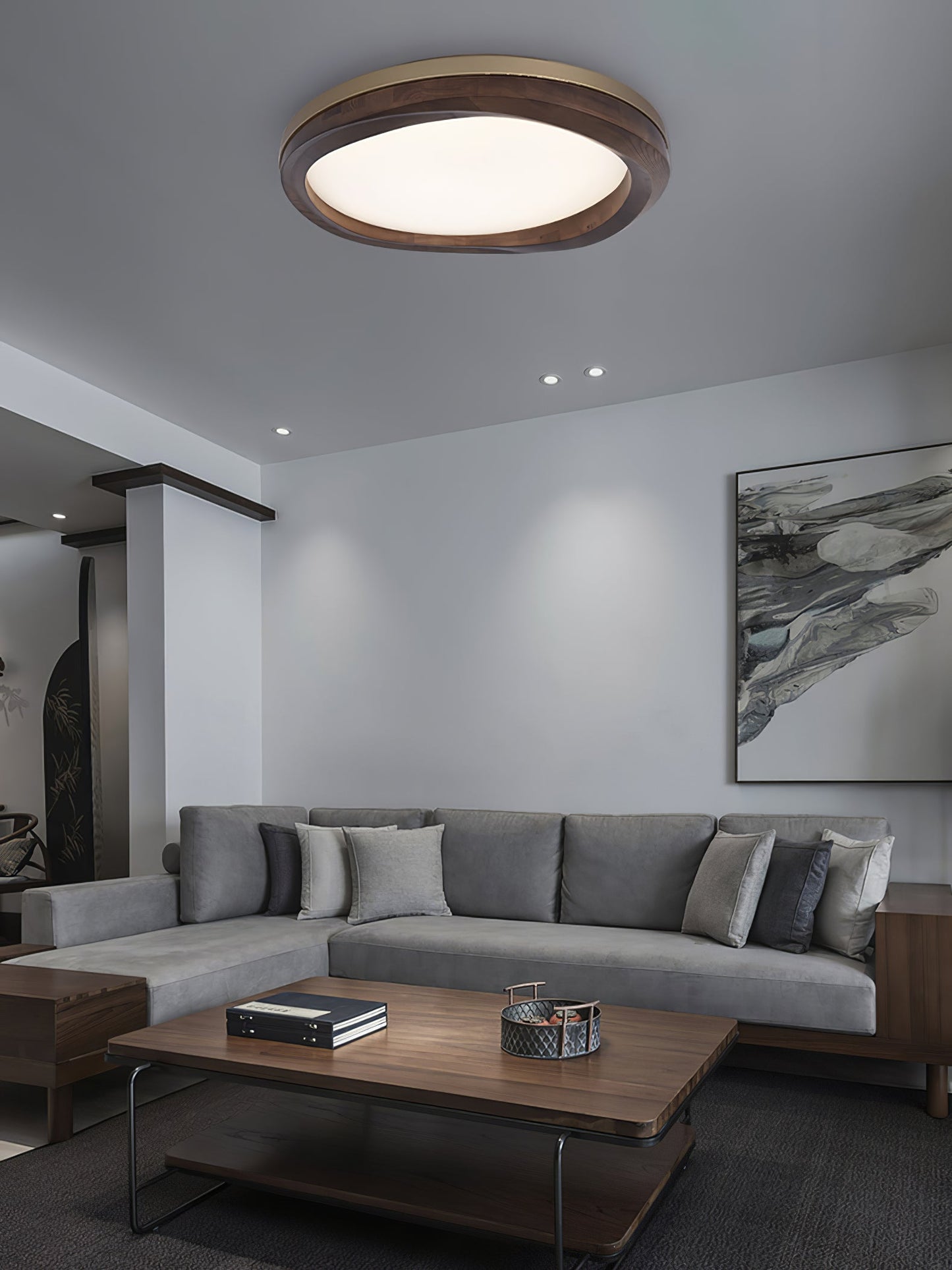 Sky Lake Ceiling Lamp | Wooden Frame | 60cm Diameter