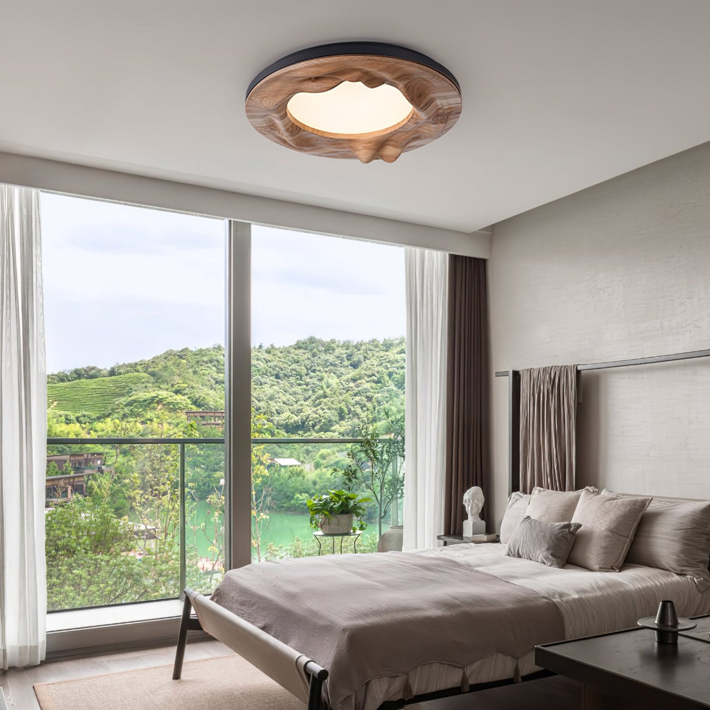 Sky Lake Ceiling Lamp | Wooden Frame | 60cm Diameter