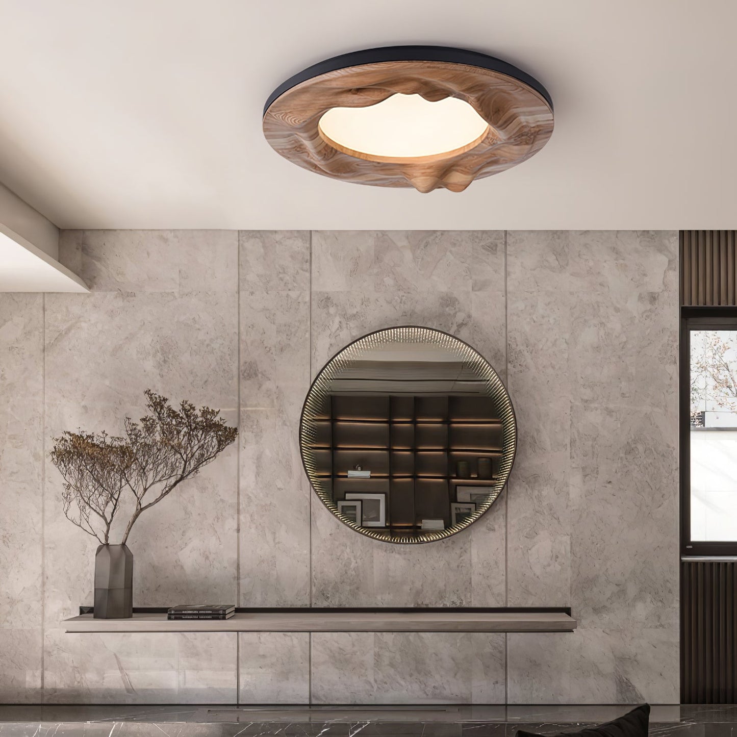 Sky Lake Ceiling Lamp | Wooden Frame | 60cm Diameter