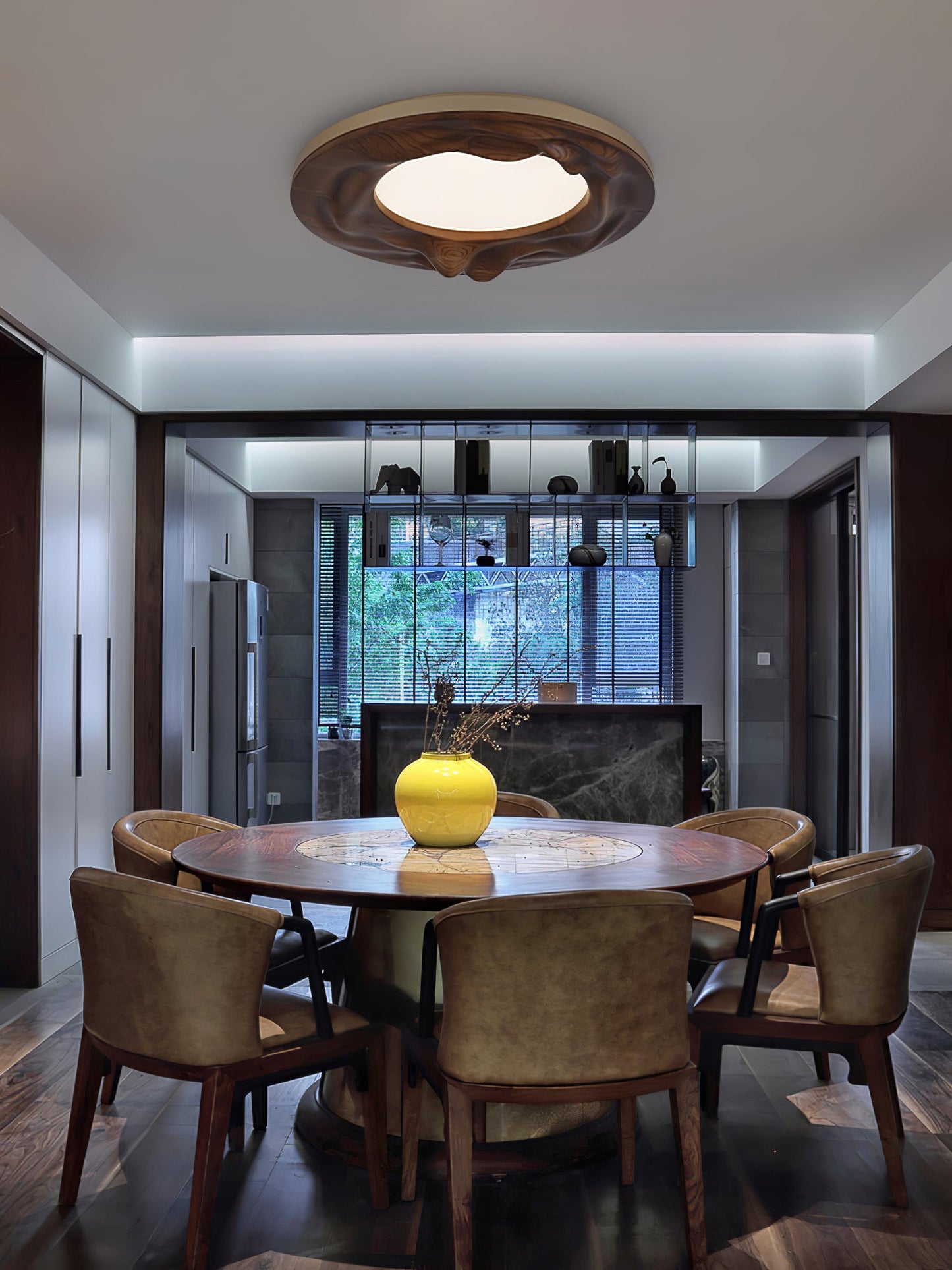 Sky Lake Ceiling Lamp | Wooden Frame | 60cm Diameter
