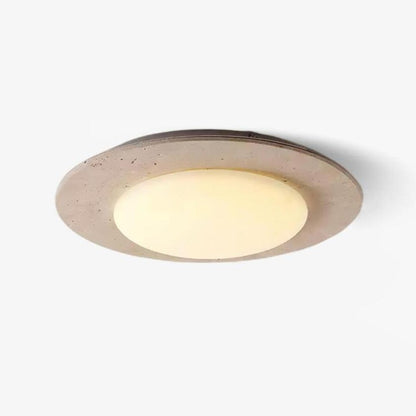 Sky Dome Ceiling Light | Yellow Travertine & Solid Wood | 50cm Diameter