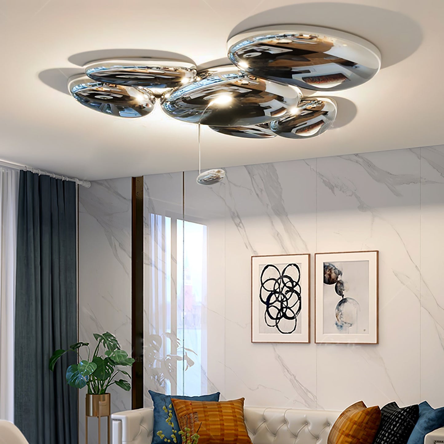 Skydro Ceiling Lamp | Polished Chrome | 5-6 Heads