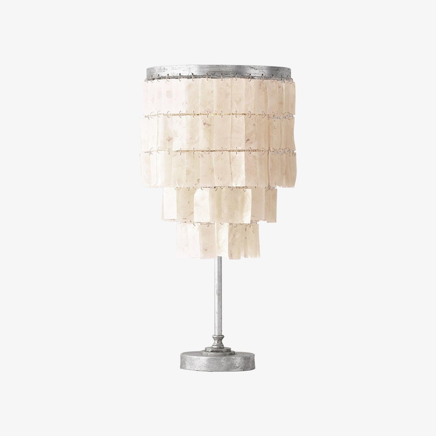 Tiered Table Lamp | Natural Shell & Iron | Silver