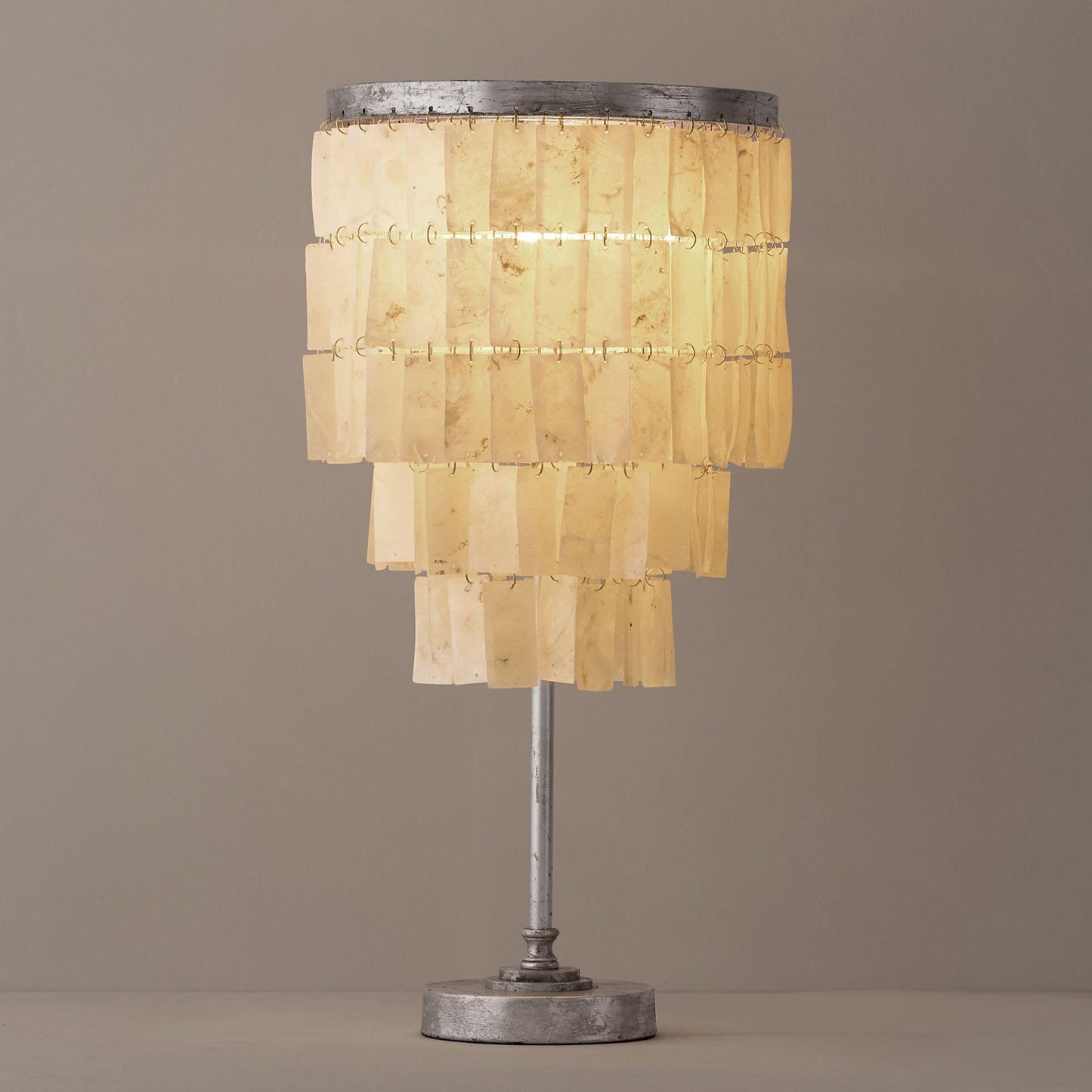 Tiered Table Lamp | Natural Shell & Iron | Silver