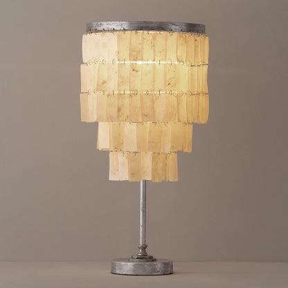 Tiered Table Lamp | Natural Shell & Iron | Silver