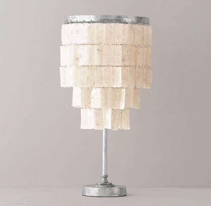 Tiered Table Lamp | Natural Shell & Iron | Silver
