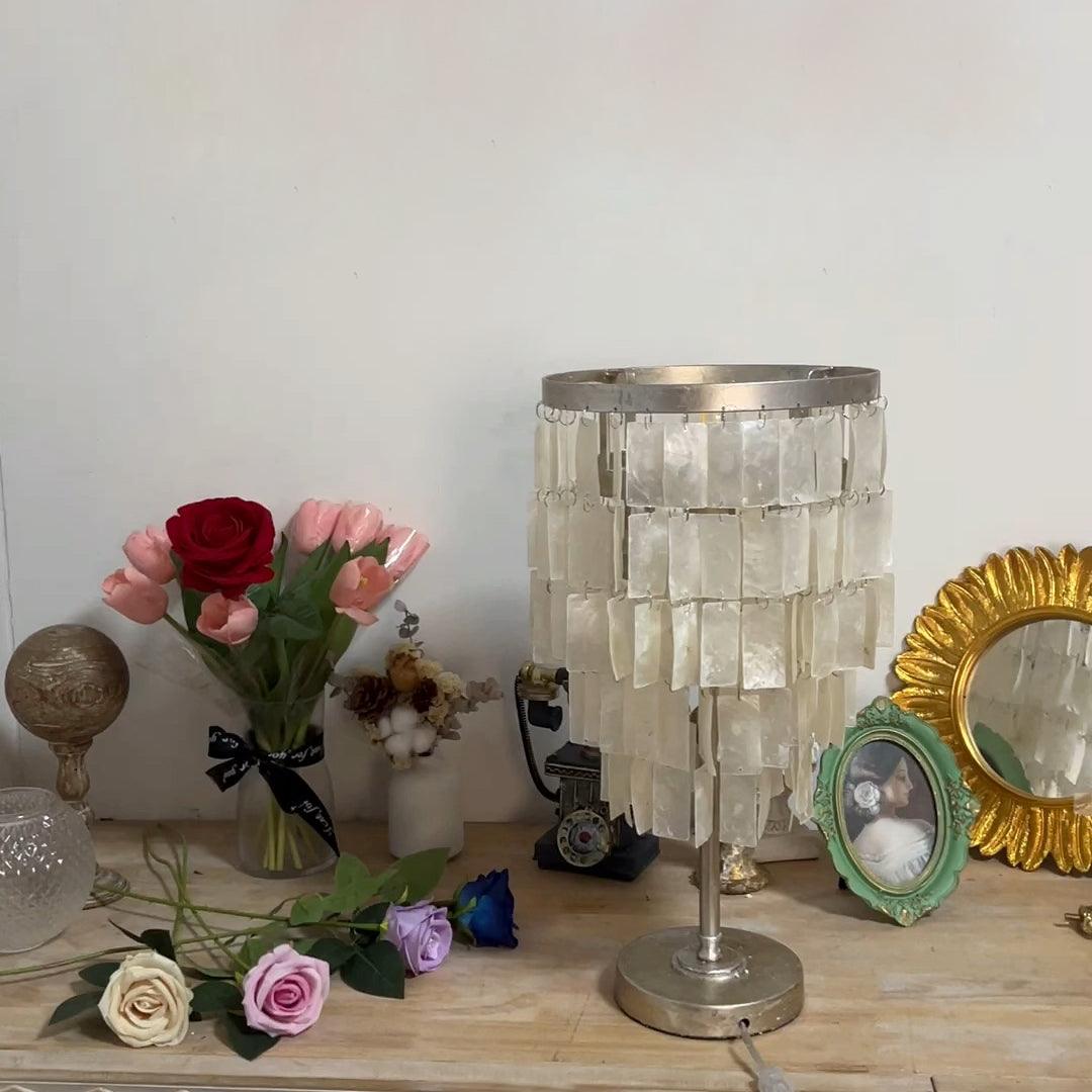 Tiered Table Lamp | Natural Shell & Iron | Silver