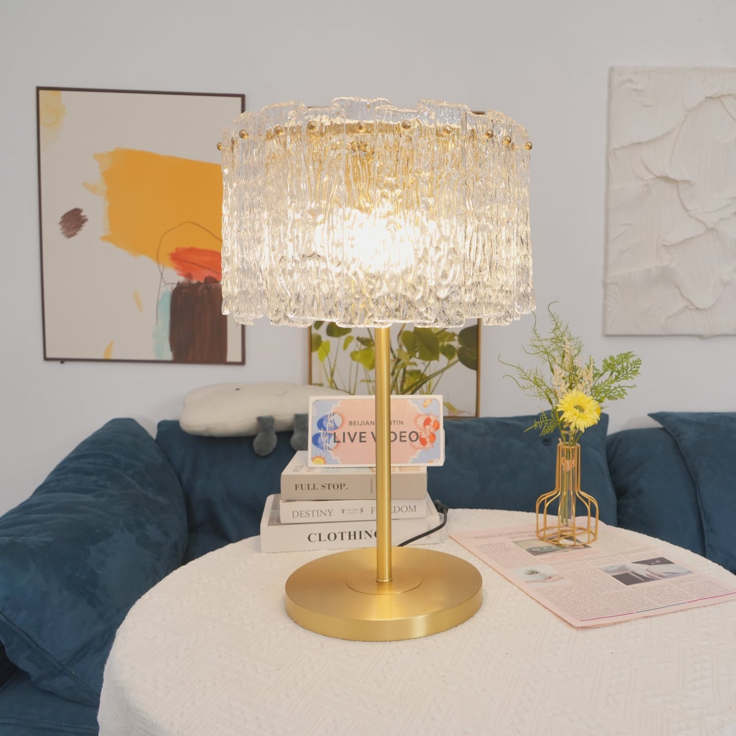 Skylar Table Lamp | Brass & Glass | Clear Finish