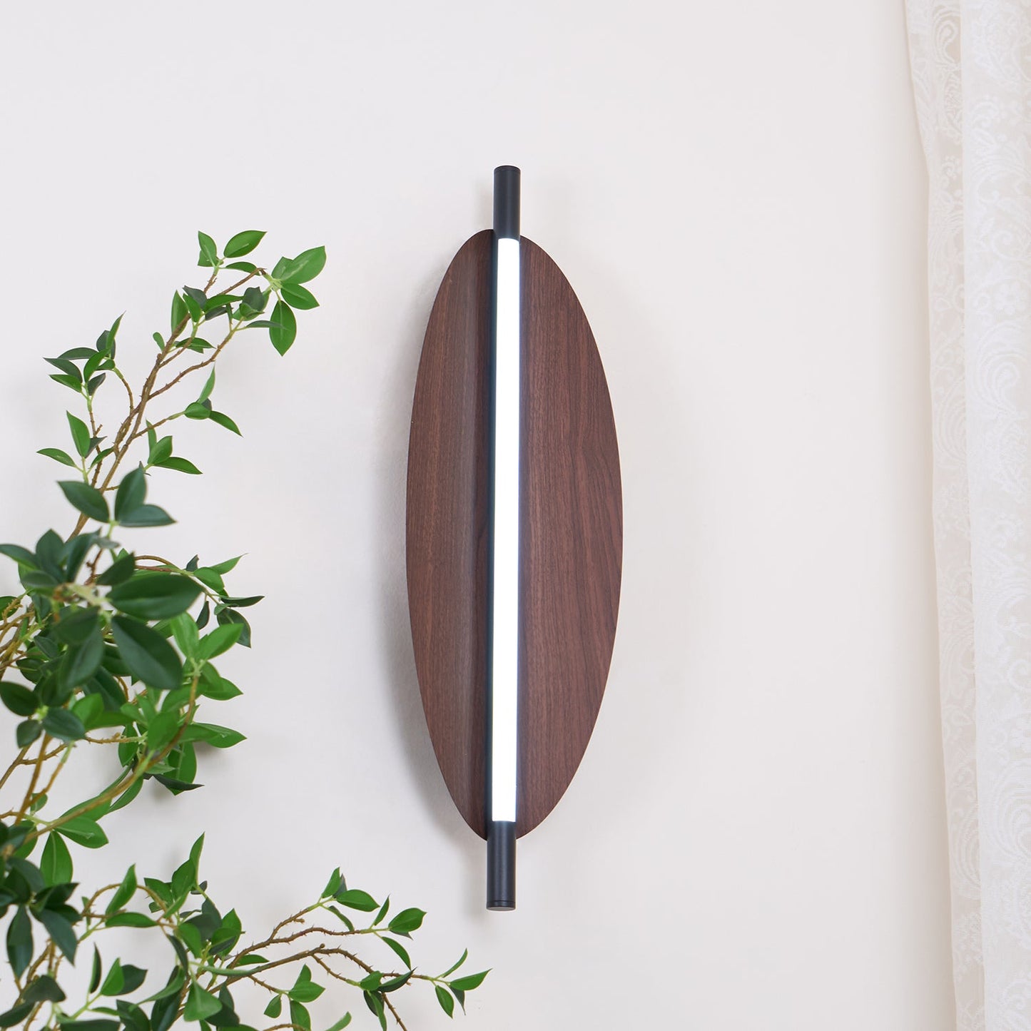 Wall Sconce Light | Walnut Wood Finish | Set of 2