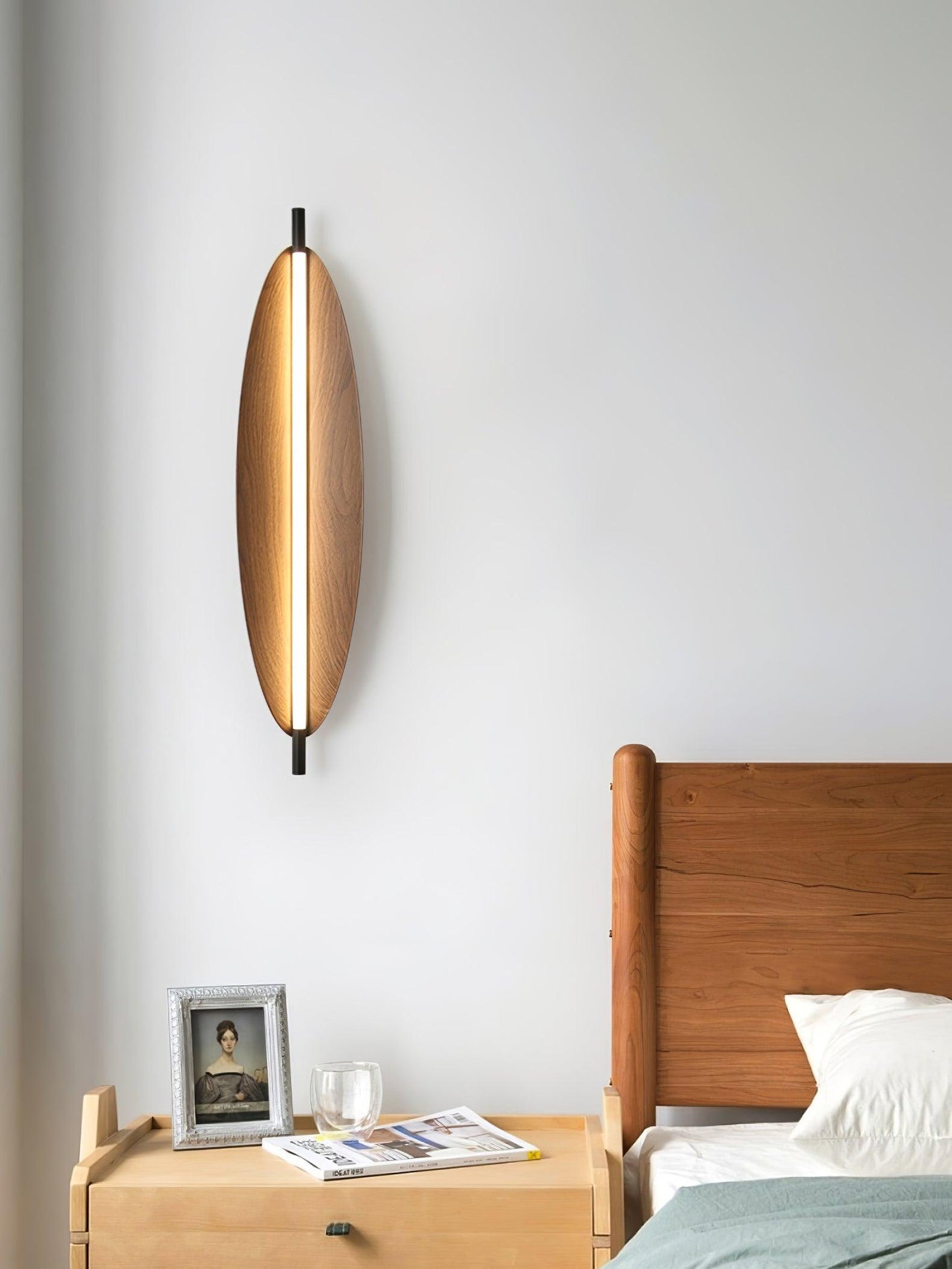 Wall Sconce Light | Walnut Wood Finish | Set of 2