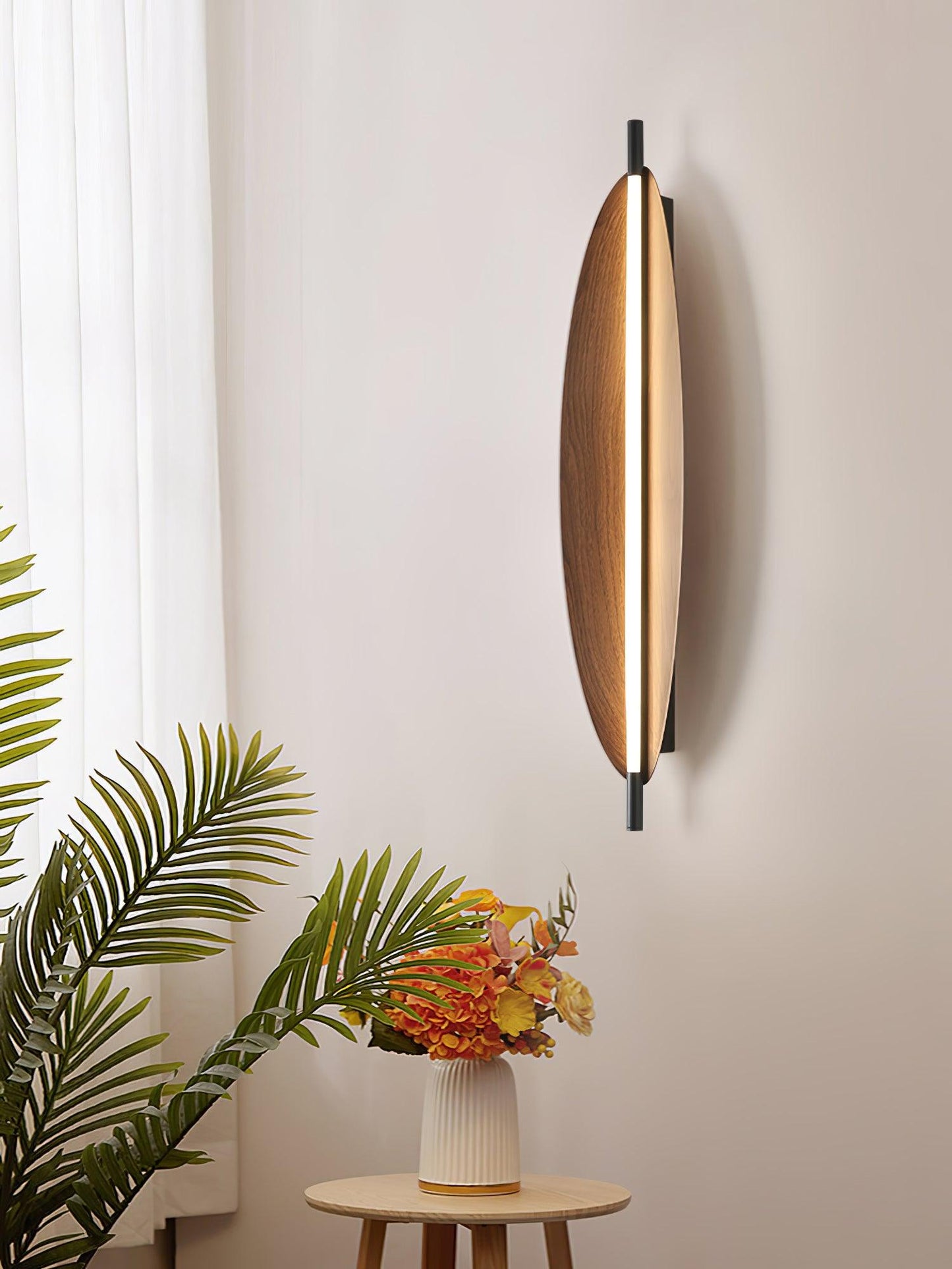 Wall Sconce Light | Walnut Wood Finish | Set of 2