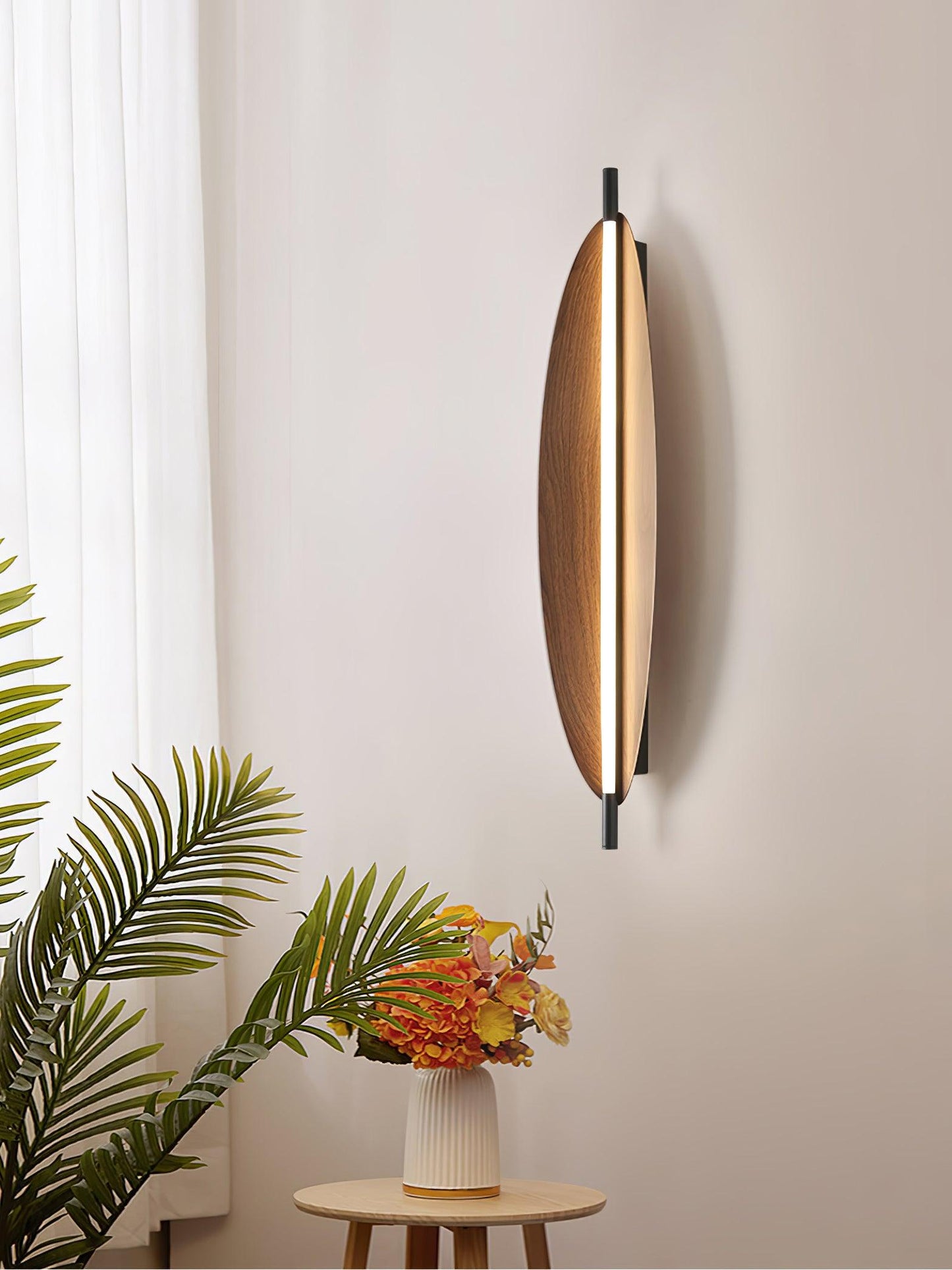 Wall Sconce Light | Walnut Wood Finish | Set of 2