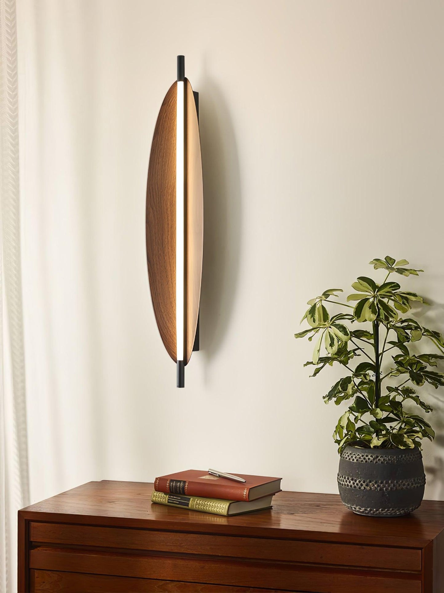 Wall Sconce Light | Walnut Wood Finish | Set of 2
