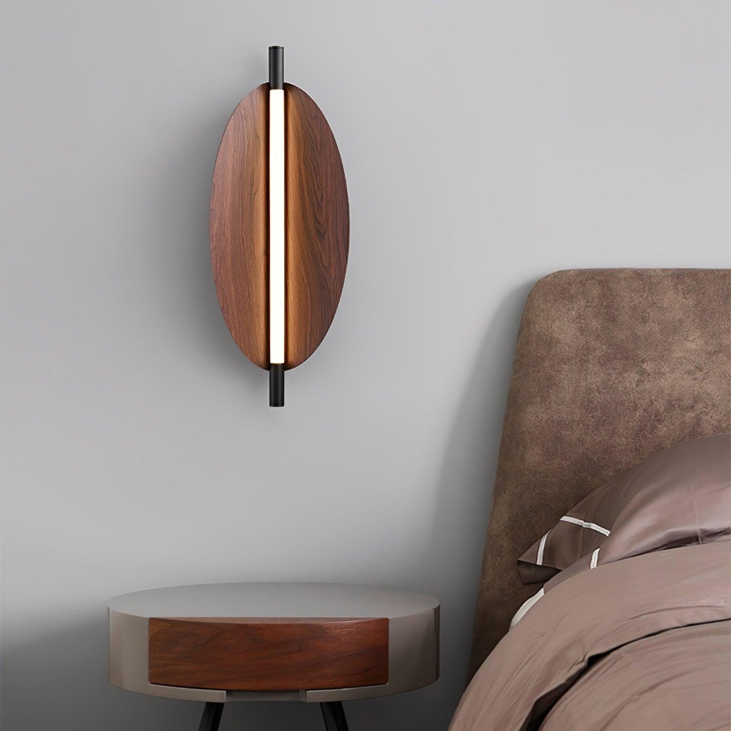 Wall Sconce Light | Walnut Wood Finish | Set of 2
