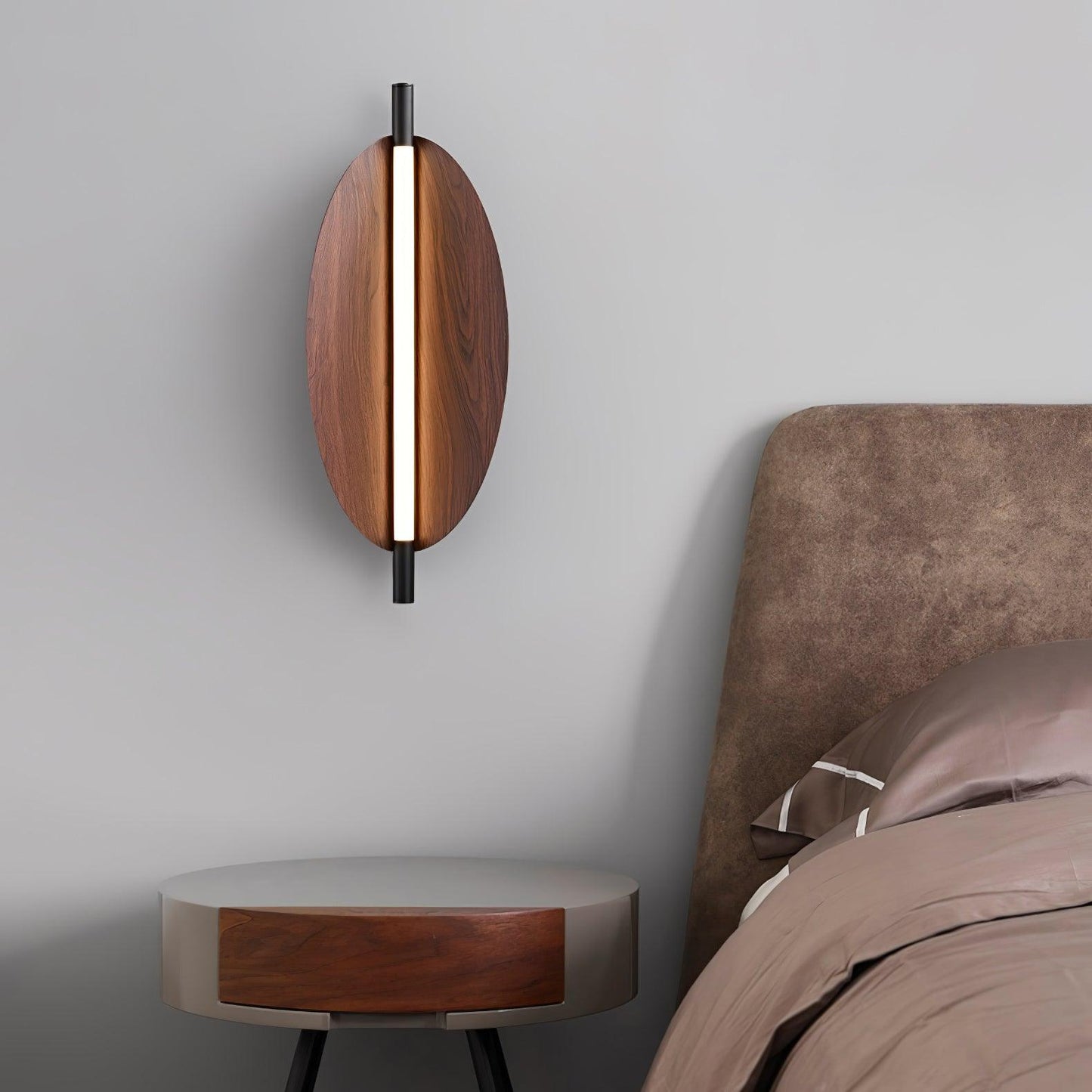 Wall Sconce Light | Walnut Wood Finish | Set of 2
