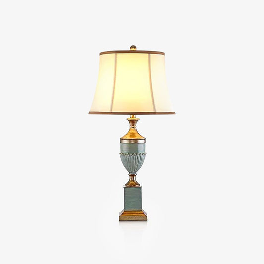 Art Deco Table Lamp | Chiseled Resin Base | Green and Gold Finish