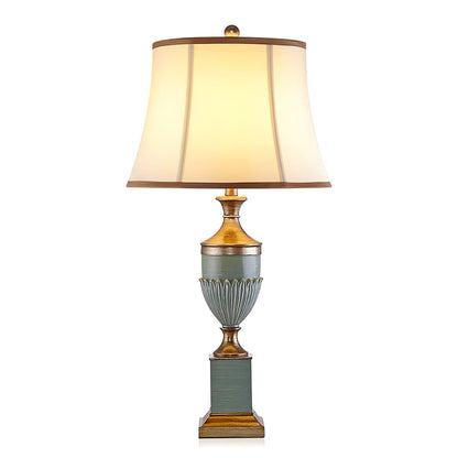 Art Deco Table Lamp | Chiseled Resin Base | Green and Gold Finish