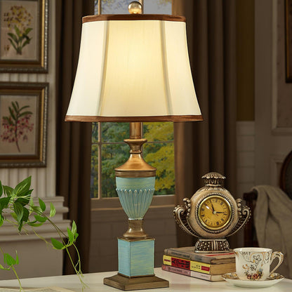 Art Deco Table Lamp | Chiseled Resin Base | Green and Gold Finish