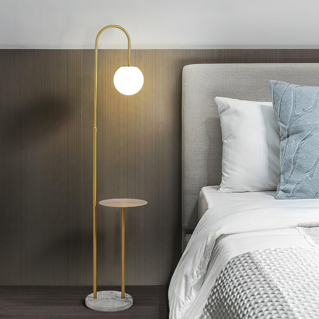 Small Bubble Table Floor Lamp | Glass Shade with Marble Base | 30cm Diameter