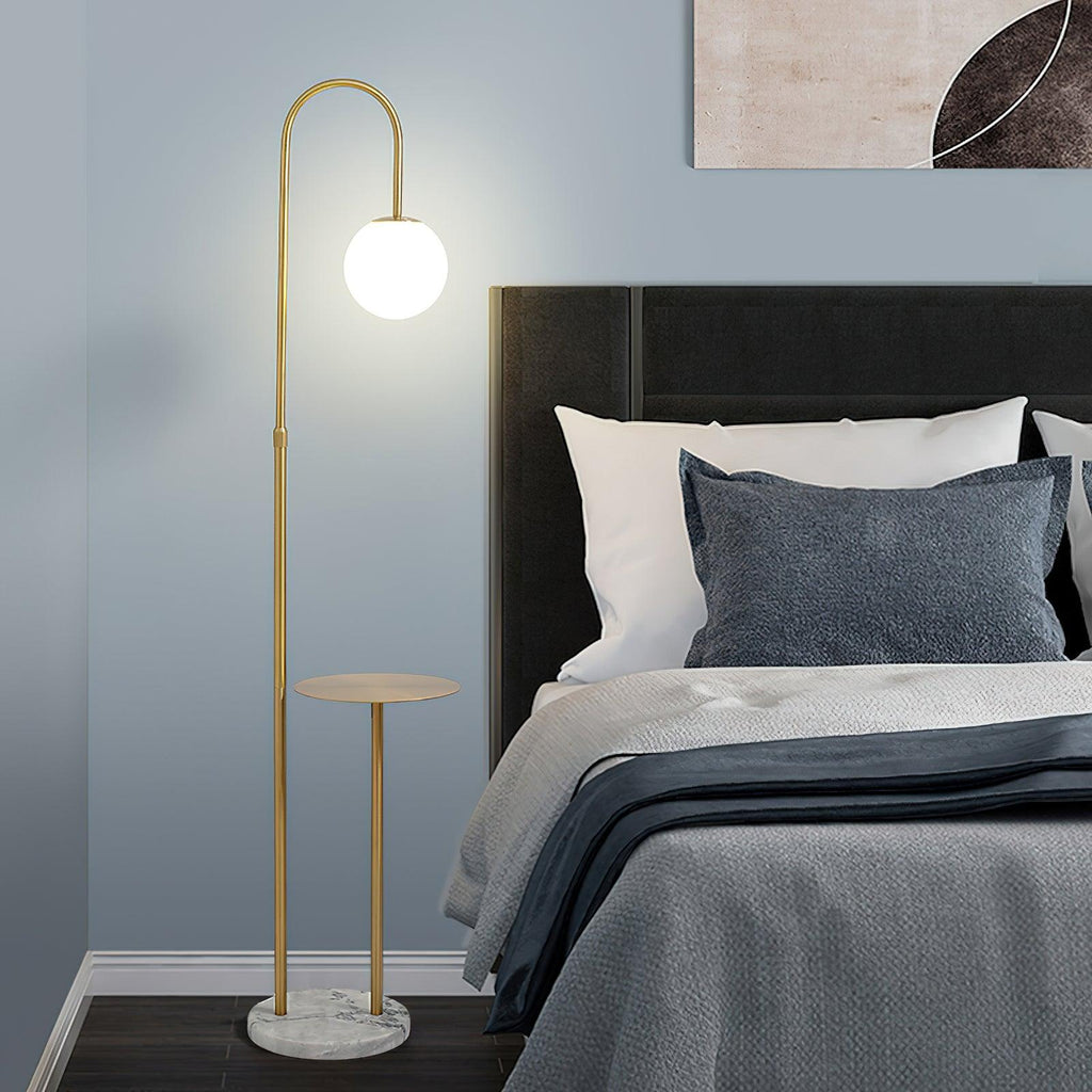 Small Bubble Table Floor Lamp | Glass Shade with Marble Base | 30cm Diameter