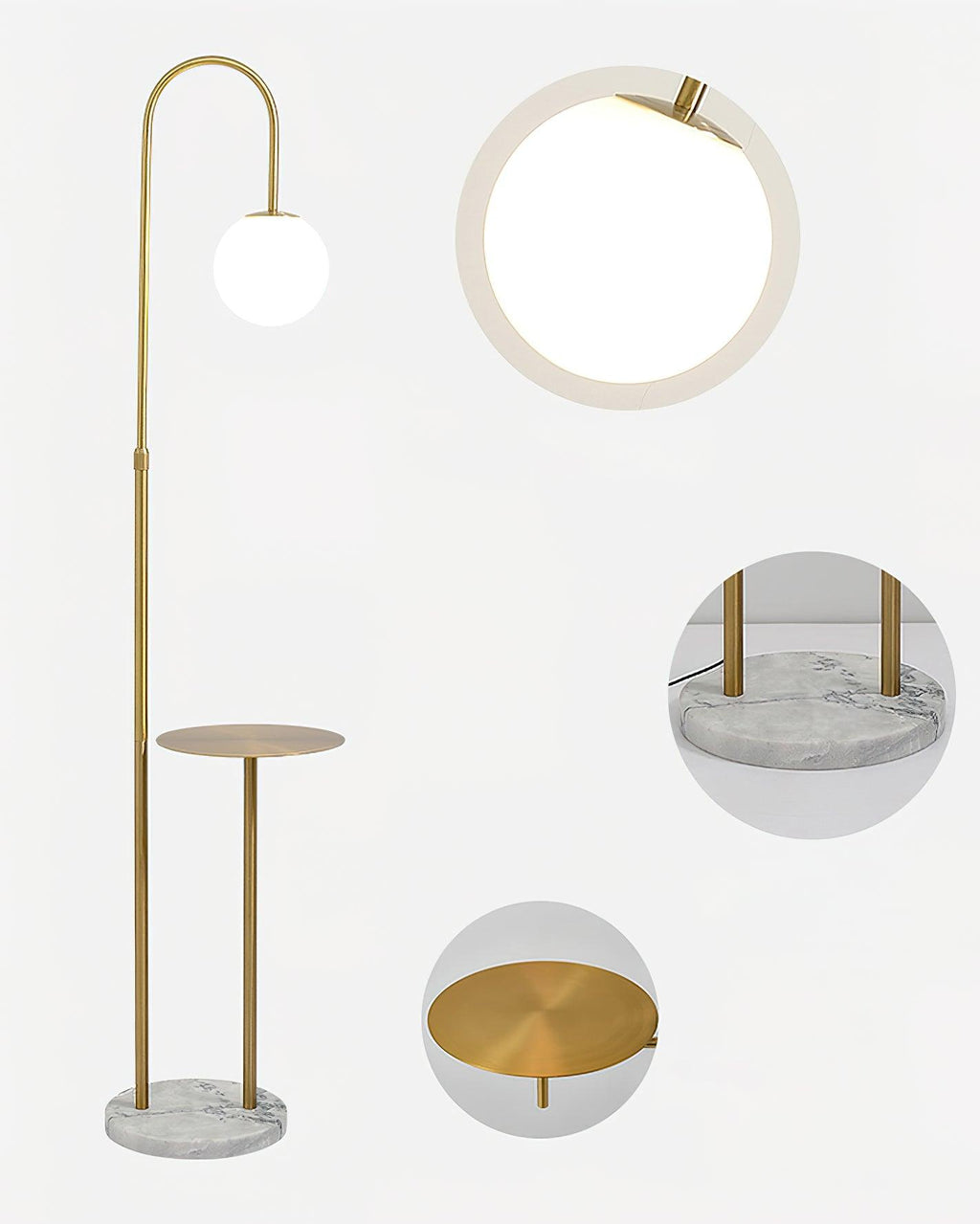 Small Bubble Table Floor Lamp | Glass Shade with Marble Base | 30cm Diameter