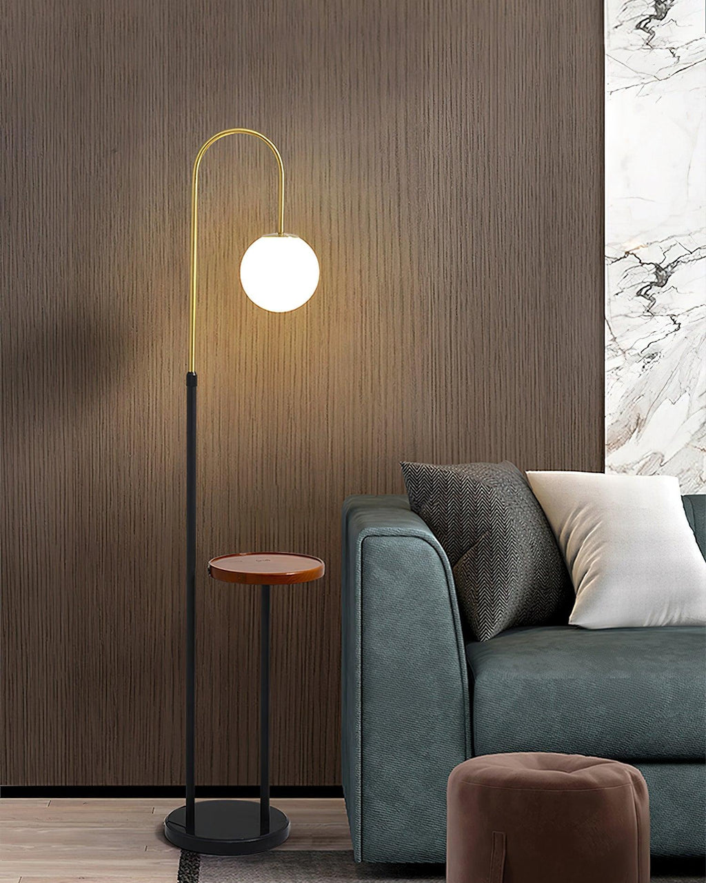 Small Bubble Table Floor Lamp | Glass Shade with Marble Base | 30cm Diameter
