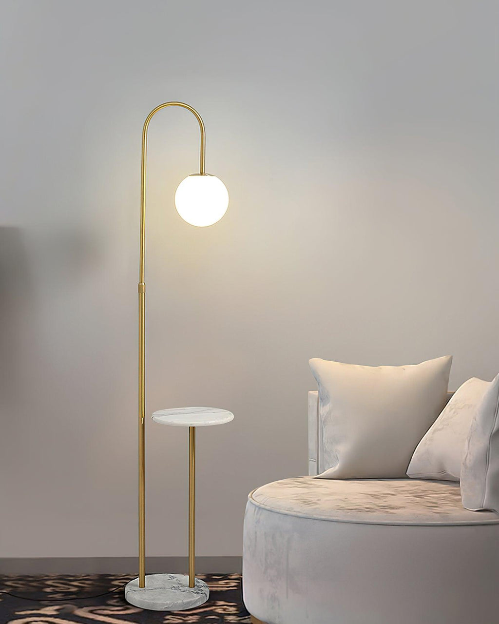 Small Bubble Table Floor Lamp | Glass Shade with Marble Base | 30cm Diameter