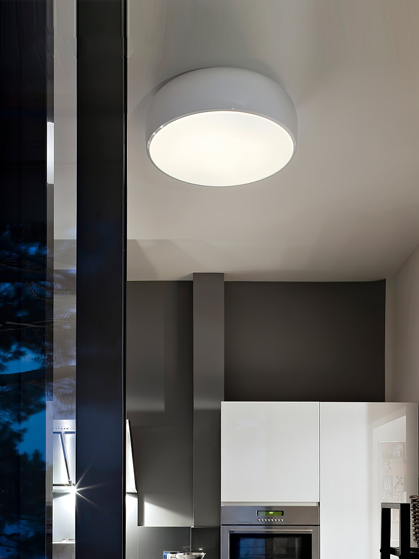 Smithfield Ceiling Light | Aluminum & Opalescent Diffuser | Black or White