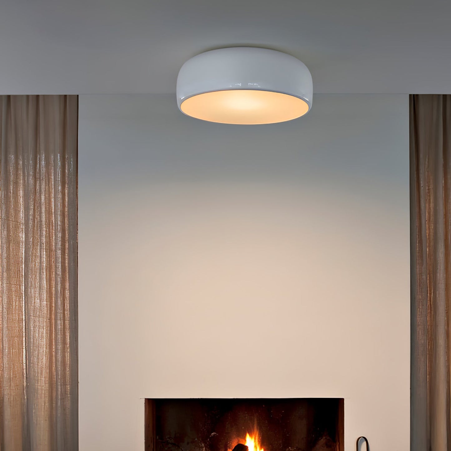 Smithfield Ceiling Light | Aluminum & Opalescent Diffuser | Black or White