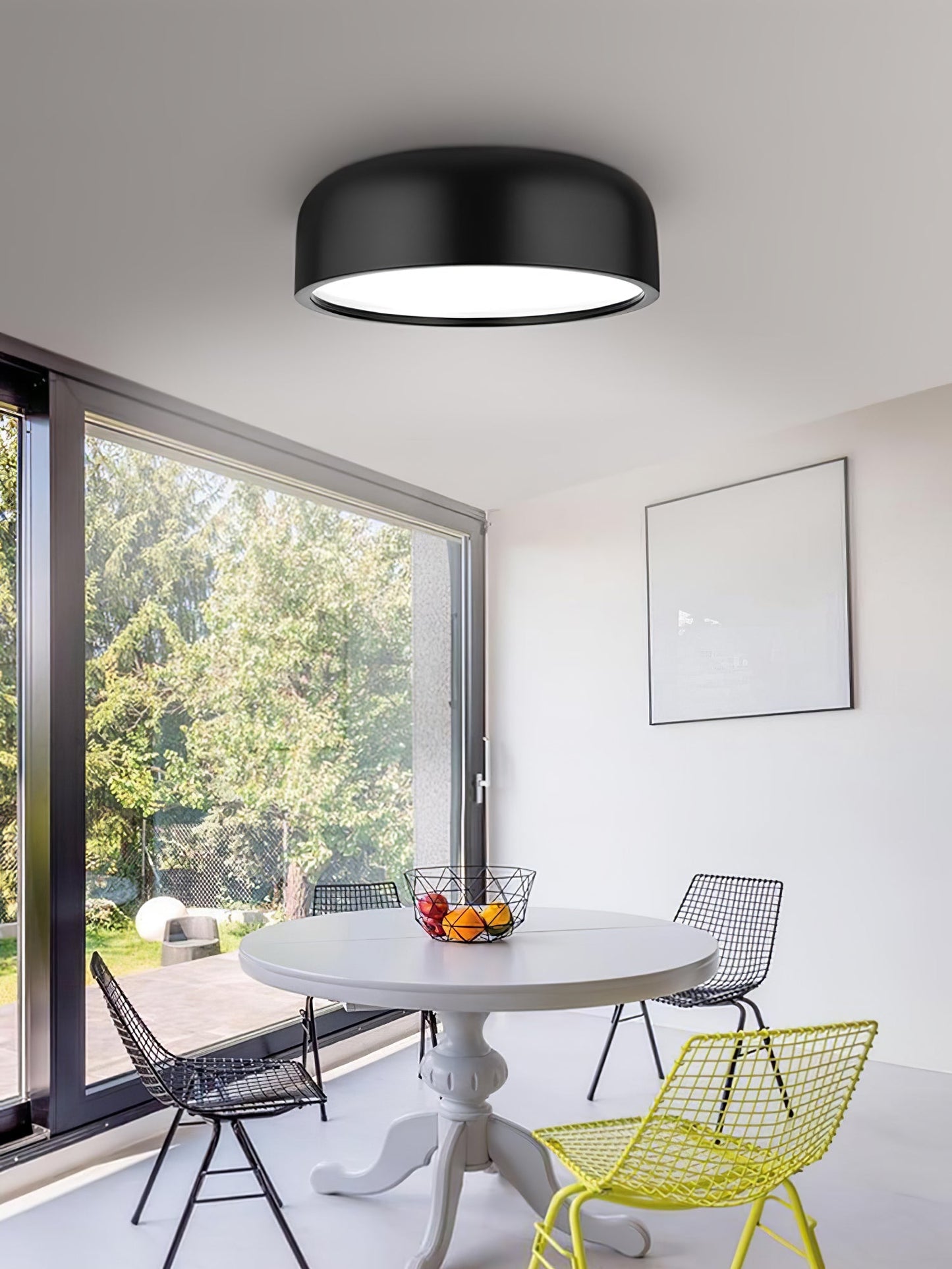 Smithfield Ceiling Light | Aluminum & Opalescent Diffuser | Black or White
