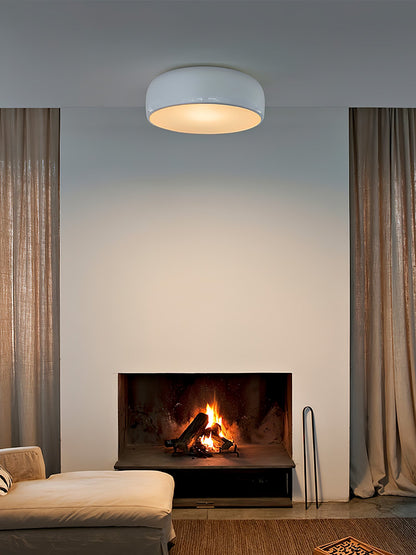 Smithfield Ceiling Light | Aluminum & Opalescent Diffuser | Black or White