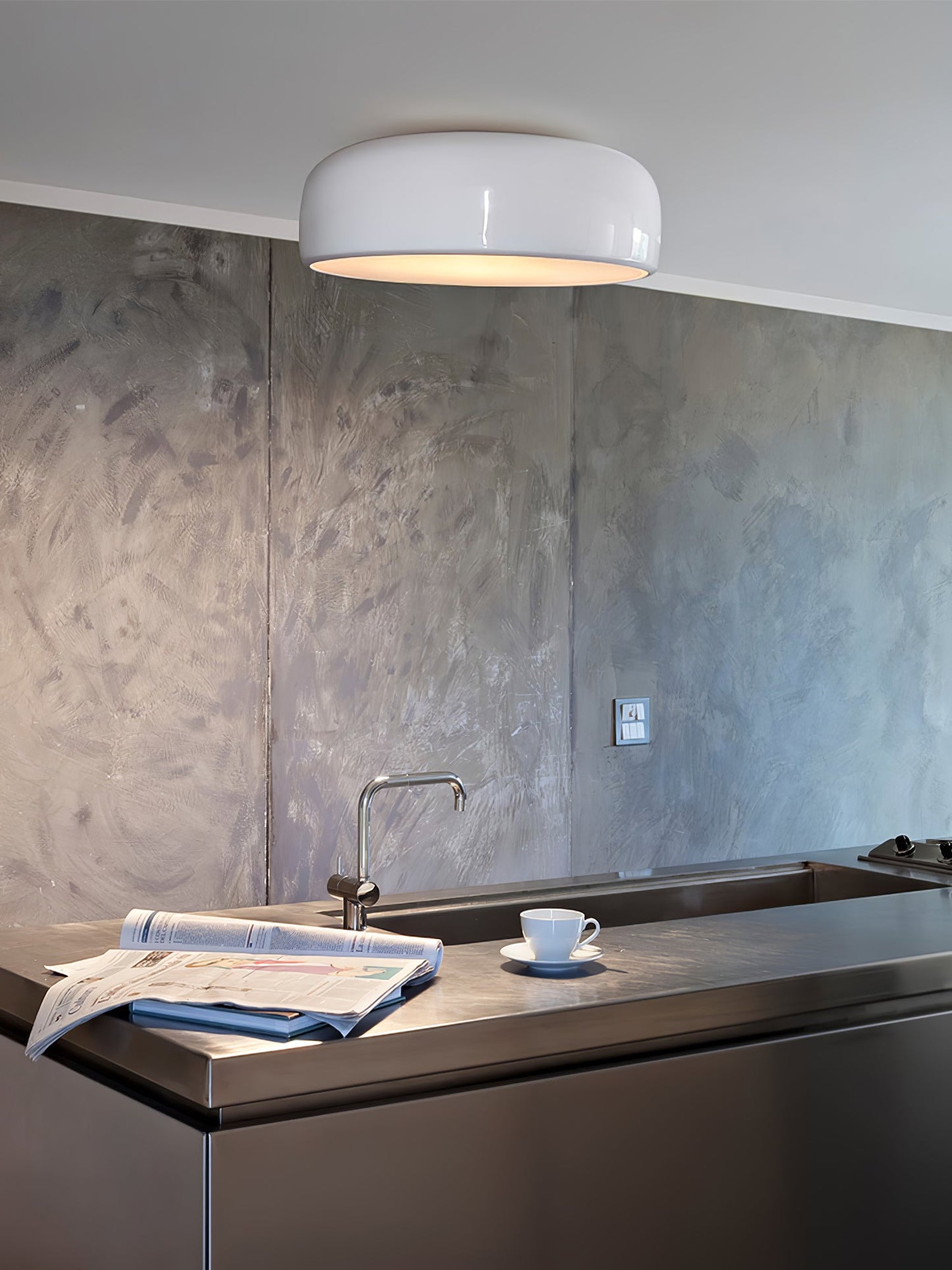 Smithfield Ceiling Light | Aluminum & Opalescent Diffuser | Black or White