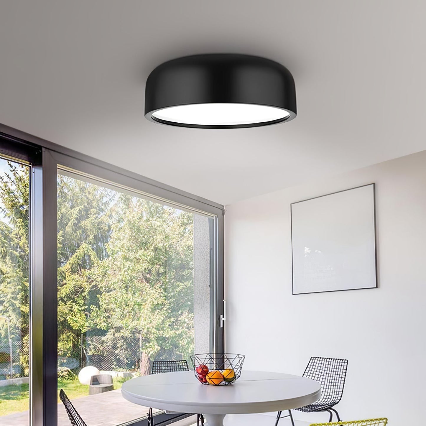 Smithfield Ceiling Light | Aluminum & Opalescent Diffuser | Black or White