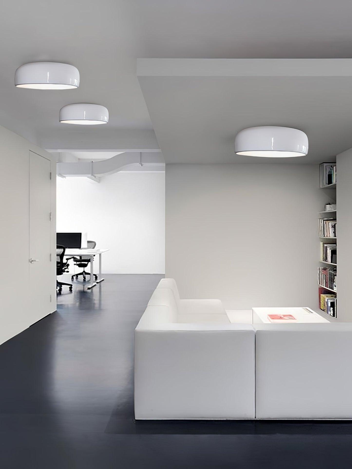 Smithfield Ceiling Light | Aluminum & Opalescent Diffuser | Black or White