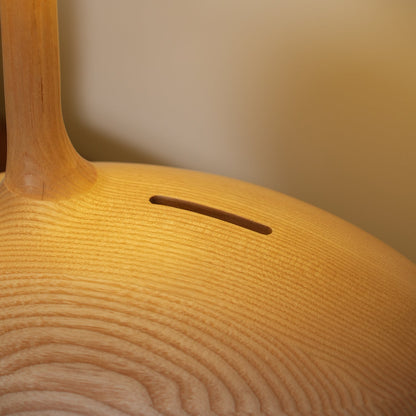 Snail Table Lamp | Wooden Base with White Shade | 30cm Diameter