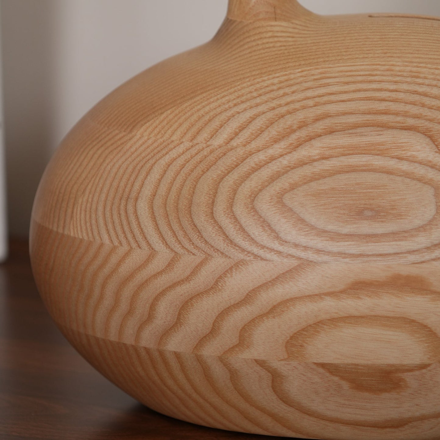Snail Table Lamp | Wooden Base with White Shade | 30cm Diameter
