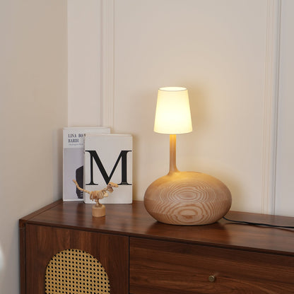 Snail Table Lamp | Wooden Base with White Shade | 30cm Diameter