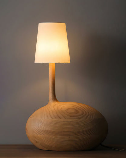 Snail Table Lamp | Wooden Base with White Shade | 30cm Diameter