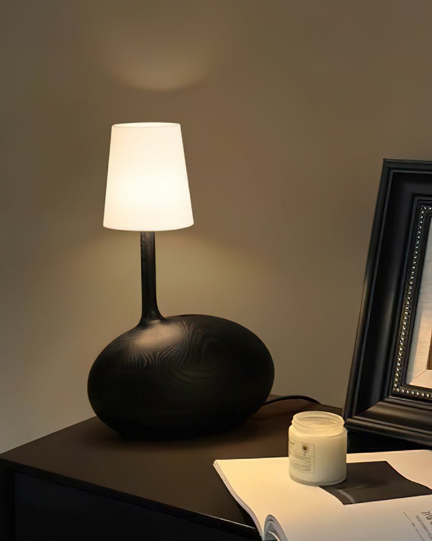 Snail Table Lamp | Wooden Base with White Shade | 30cm Diameter