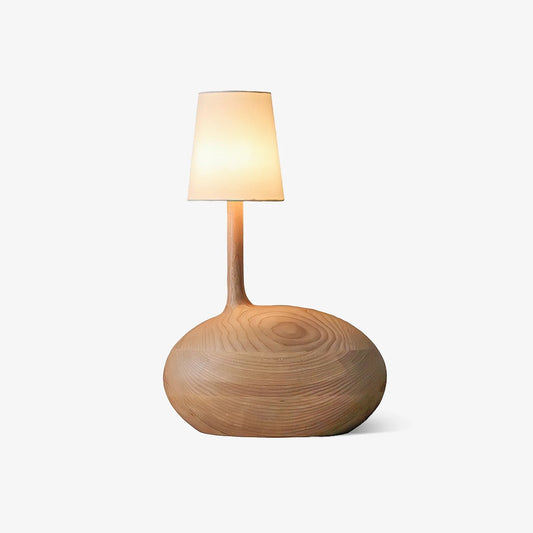 Snail Table Lamp | Wooden Base with White Shade | 30cm Diameter