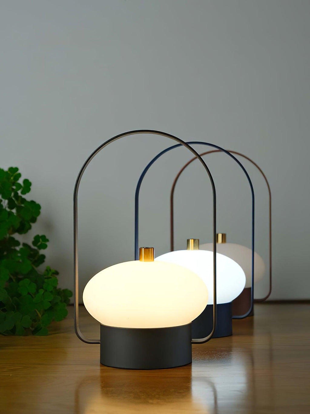 Portable Table Lamp | Integrated LED | Dark Red, Blue, Gray