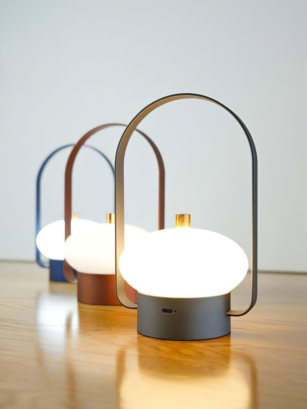 Portable Table Lamp | Integrated LED | Dark Red, Blue, Gray