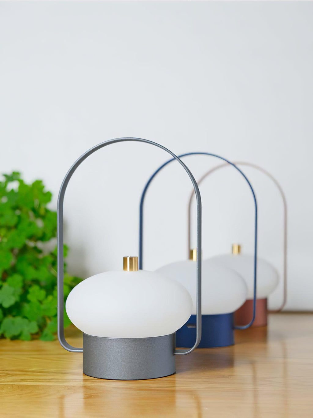 Portable Table Lamp | Integrated LED | Dark Red, Blue, Gray
