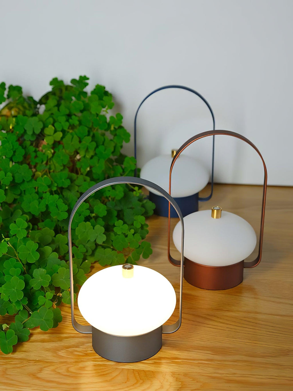 Portable Table Lamp | Integrated LED | Dark Red, Blue, Gray