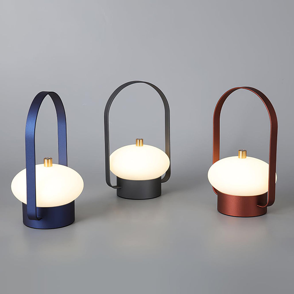 Portable Table Lamp | Integrated LED | Dark Red, Blue, Gray