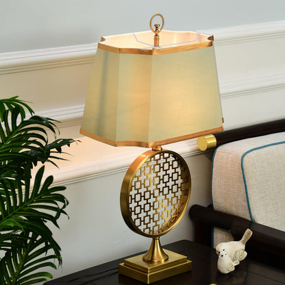 Soho Table Lamp | Brass & Linen | Blue and Gold