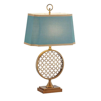 Soho Table Lamp | Brass & Linen | Blue and Gold