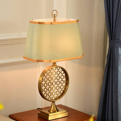 Soho Table Lamp | Brass & Linen | Blue and Gold