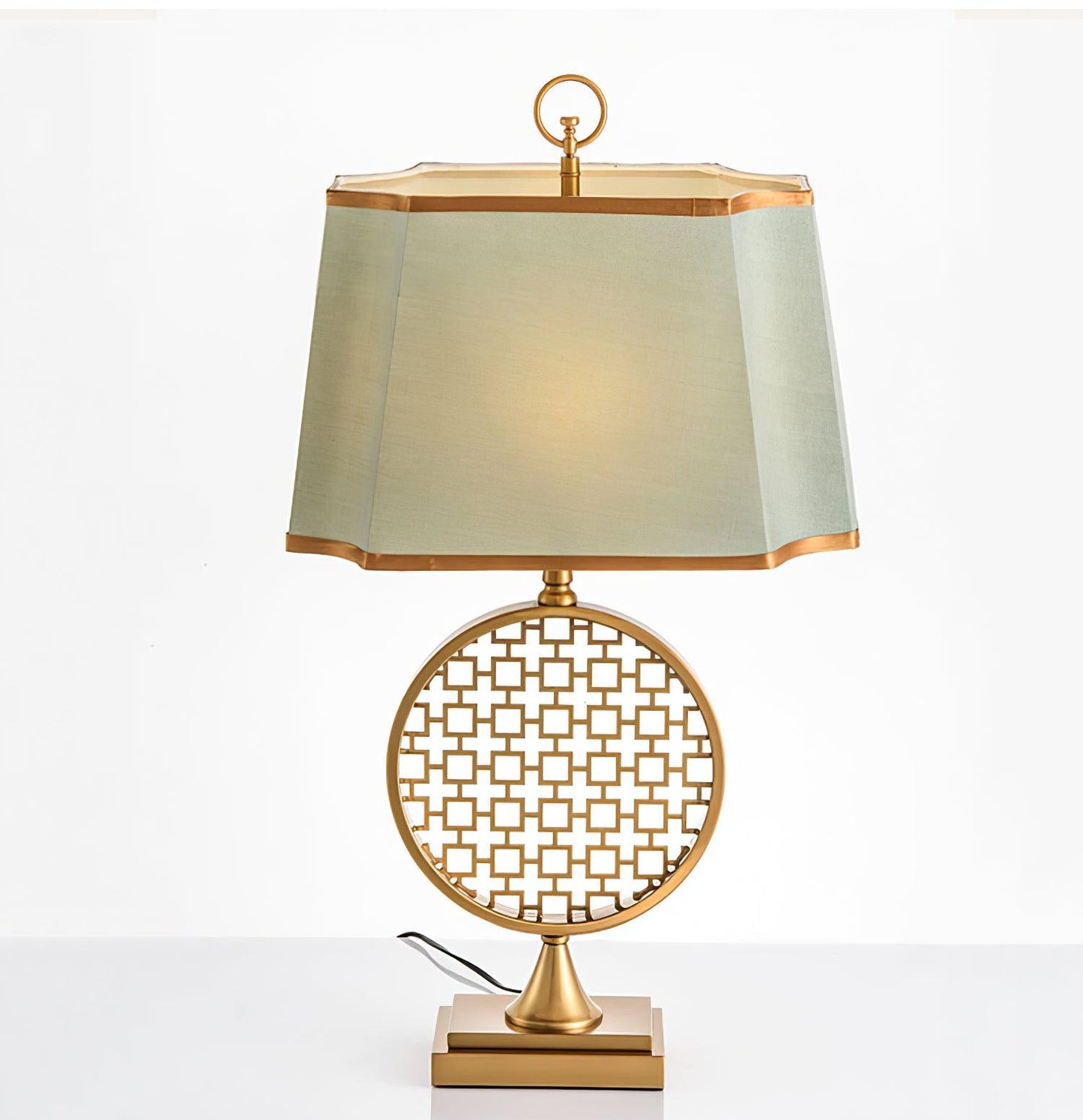 Soho Table Lamp | Brass & Linen | Blue and Gold