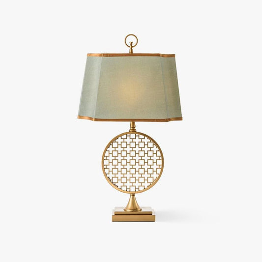 Soho Table Lamp | Brass & Linen | Blue and Gold